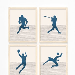Sports Poster - Boys Sports Pictures, Minimalist Sports Art - Sports Wall Art Prints, Modern Sports Art - Set of 6, Sports Gifts for Him