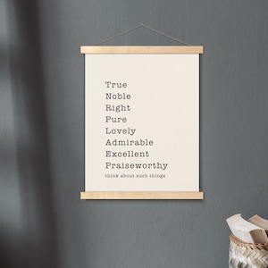 Whatever Is True - Philippians 4:8 Hanging Canvas - Bible Verse Wall Art - Scripture Poster, Minimalist Bible Print