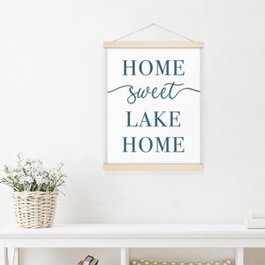 Home Sweet Lake Home Lake House Decor - Personalized Art Print, Lake Cabin Gifts, Hanging Canvas Wall Decor