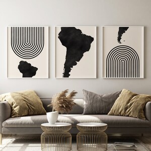 Zuid-Amerika halverwege de eeuw moderne muurkunst - minimalistische Zuid-Amerikaanse kunst en wanddecoratie, kaartafdruk Zuid-Amerika - set van 3