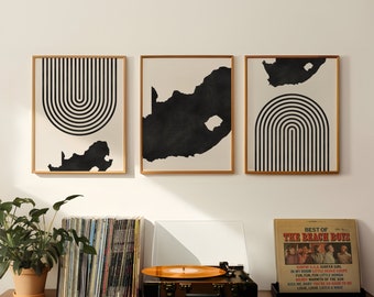 South Africa Mid Century Modern Wall Art - Minimalist South AfricaWall Art and Decor, MidCentury Prints, South AfricaArt / Map - Set of 3