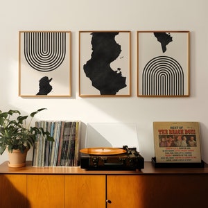 Art mural moderne Tunisie Mid-Century - Art mural Tunisie minimaliste et décoration, estampes MidCentury, Art Tunisie / carte - lot de 3
