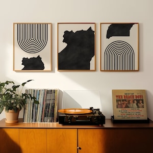 Uganda Mid Century Modern Wall Art - Minimalist Uganda Wall Art and Decor, MidCentury Prints, Uganda Art / Map - Set of 3