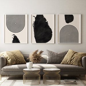 Sri Lanka halverwege de eeuw moderne muurkunst - minimalistische Sri Lanka-kunst en wanddecoratie, Sri Lanka-kaartafdruk - set van 3