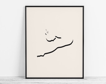 Arte minimalista de buceo: póster de buceo moderno para niñas, regalo de buceo, arte de pared abstracto de buceo / decoración de habitación para niñas