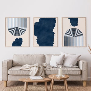 Lake Tahoe Mid Century Modern Wall Art - Minimalist Lake Tahoe Wall Art and Decor, Mid-Century Prints, Lake Tahoe Map Print - Set of 3