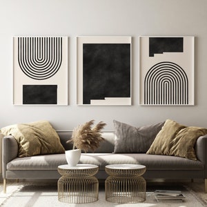 New Mexico Mid Century Modern Wall Art - Minimalist New Mexico Wall Art and Decor, Mid-Century Prints, Map Print - Set of 3