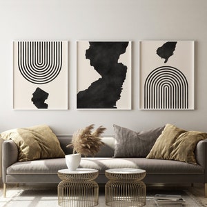New Jersey Mid Century Modern Wall Art - Minimalist New Jersey Wall Art and Decor, Mid-Century Prints, Map Print - Set of 3