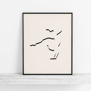 Minimalist Gymnastics Art - Modern Girls Gymnastics Poster, Gymnast Gift - Abstract Gymnastics Wall Art / Girls Room Decor