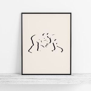 Minimalist Wrestling Art - Modern Wrestling Poster, Boy Wrestler Gift - Abstract Wrestling Wall Art / Sports Room Decor