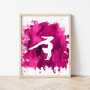 Gymnastics Art - Girls Gymnastics Poster, Gymnast Decor - Framed OR Unframed Gymnastics Gift, Wall Art / Girl&#39;s Room Decor