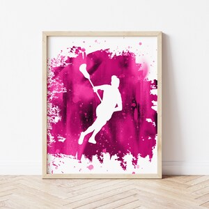 Lacrosse Art - Girls Lacrosse Poster, Lacrosse Player Decor - Framed OR Unframed Lacrosse Gift, Wall Art / Girl&#39;s Room Decor