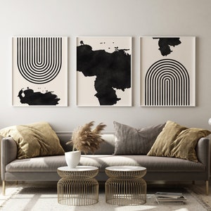 Art mural moderne Venezuela Mid-Century - Art minimaliste du Venezuela et décoration murale, impression de carte du Venezuela - lot de 3
