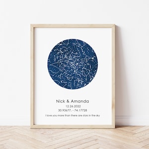 Mapa de constelaciones: regalo de aniversario de 1 año para novio: aniversario de un año para novio, regalos de aniversario de un año para novio