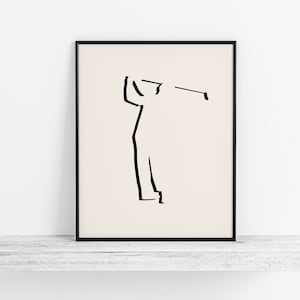 Arte minimalista de golfe - Pôster de golfe moderno, presente de golfista para meninos - Arte abstrata de parede de golfe/decoração de sala de esportes