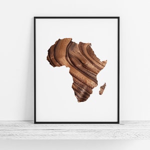 Map of Africa w/ Wood Grain Overlay - Africa Art Print, Africa Map / Wall Art, African Wall Decor