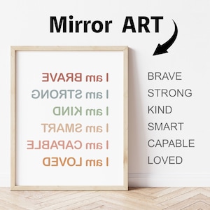 Afirmaciones positivas: LEER EN EL ESPEJO, Afirmación positiva, Palabras invertidas, Mensaje en el espejo, Regalo de cuidado personal, Afirmación imprimible