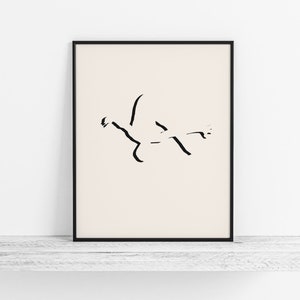Minimalist Diving Art - Modern Diving Poster, Boy Diver Gift - Abstract Diving Wall Art / Sports Room Decor