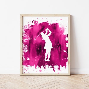 Golf Art - Girls Golf Poster, Golfer Decor - Framed OR Unframed Golf Gift, Wall Art / Girl&#39;s Room Decor