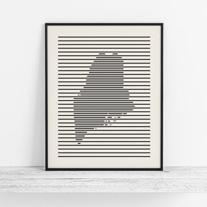 Abstract Line Map of Maine - Maine Art Print, Maine Map - Minimalist Maine Wall Art