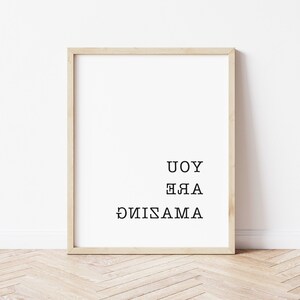 Arte de espejo: arte de pared con afirmación positiva "Eres increíble", póster inspirador: eres increíble, imprimible/cita: mensaje en el espejo
