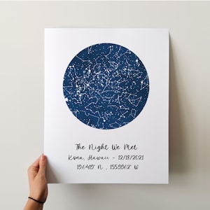 ÚNICO - Mapa estelar personalizado - Regalo de San Valentín para él / para ella, Mapa de constelaciones personalizado - Regalo de San Valentín para esposo o esposa