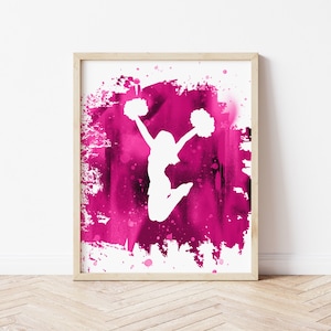 Cheer Art - plakat cheerleaderek, dekoracja cheerleaderek - oprawiony lub nieoprawiony prezent cheerleaderek, sztuka ścienna / dekoracja pokoju dziewczęcego
