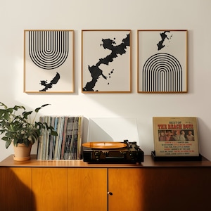 Okinawa Art - Mid Century Modern Wall Art - Minimalist Okinawa Wall Art / Decor, 沖縄 Japan Map - Print Set of 3