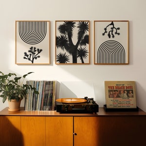 Joshua Tree Art - Mid Century Modern Joshua Tree Print 3er-Set, Western Wall Decor, minimalistische Ranch Home Wandkunst - Joshua Tree Plant