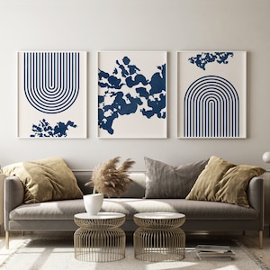 Lake Minnetonka Mid Century Modern Wall Art - Minimalist Minnetonka Wall Art / Decor, Mid-Century Prints, Lake Minnetonka Map - Set of 3