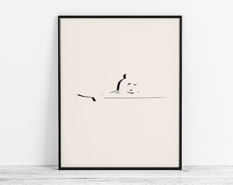 Minimalist Rowing Art - Modern Rowing Poster, Boy Rower Gift - Abstract Rowing Wall Art / Sports Room Decor