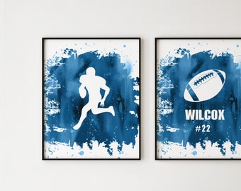 Custom Football Prints - Boys Football Poster, Football Player Decor - Personalized Football Gift, Wall Art / Boys Room Decor