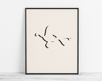 Arte minimalista de buceo: póster de buceo moderno, regalo para niños buceadores, arte abstracto de pared de buceo o decoración de sala deportiva