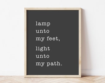Lamp Unto My Feet - Psalm 119:105 Bible Verse Wall Art - Scripture Signs, Christian Gifts, Minimalist Bible Decor