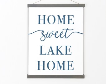 Home Sweet Lake Home Lake House Decor - Personalized Art Print, Lake Cabin Gifts, Hanging Canvas Wall Decor