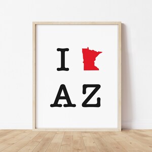Cadeau de déménagement amusant - Cadeau de déménagement du Minnesota vers l'Arizona, cadeau du Minnesota vers l'Arizona, cadeau de départ, impression de carte des deux États