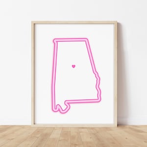 Birmingham Alabama Art - Karte mit Herz, Birmingham Pink/Ferndruck/ Poster - Birmingham Alabama Bild, Wandkunst