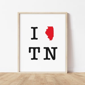 Cadeau de déménagement amusant - Cadeau de déménagement de l'Illinois au Tennessee, cadeau de l'IL au TN, cadeau de départ, impression de carte des deux États