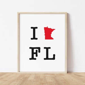 Cadeau de déménagement amusant - Cadeau de déménagement du Minnesota en Floride, cadeau de MN à Floride, cadeau de départ, impression de carte de deux États