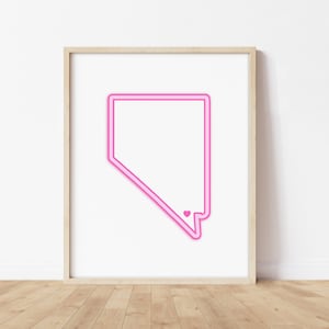 Las VegasNevada Art - Map with Heart, Pink Las VegasPrint / Poster - Las VegasNevada Picture, Wall Art