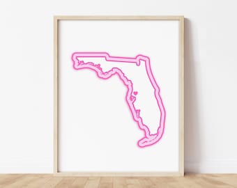 Tampa Florida Konst - Karta med hjärta, Rosa Tampa Tryck / Poster - Tampa Florida Bild, Väggkonst