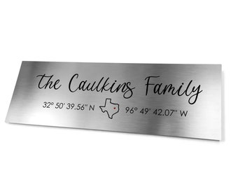 Iron Anniversary Gift - Personalized Family Name Sign - Custom Art Print - Latitude & Longitude, Sixth Anniversary Gift for Husband / Wife