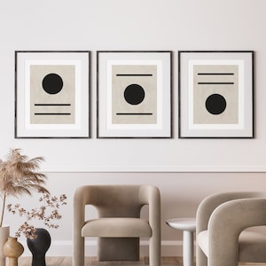 Japandi Art - Minimalist Japandi Wall Decor, Abstract Wall Art, Japanese / Scandinavian Design - Set of 3 Living Room Decor