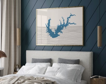 Personalized Lake Map - Lake House Decor, Lake Art Print - Custom Lake Print, Lake Map Poster / Wall Decor