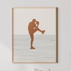 Boho Pitcher Print - Pitcher Wall Art / Decor, Minimalist Baseball Poster, Boy Pitcher Illustration, Teammate Gift