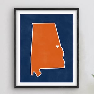 Auburn Alabama Art - College Themen Dekor, Alumni Geschenkidee, Alabama Art, Auburn Karte