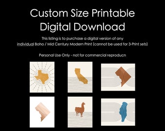 Custom Size Digital Download - Purchase a Printable file for any of our Mid Century / Boho Designs
