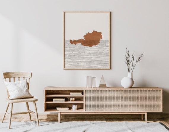 Austria Print - Boho Austria Wall Art and Decor, Country Travel Poster, Austria Map Silhouette and Gift Idea