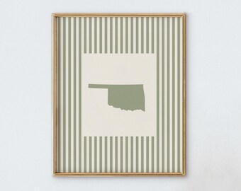 Oklahoma Nursery Art - Striped Vintage Style Oklahoma Print - Boys Room / Girls Room Decor