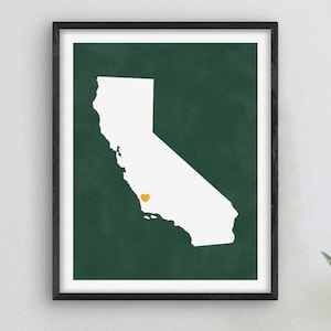 Art californien de San Luis Obispo - décoration sur le thème universitaire, idée cadeau pour les anciens élèves, art californien, carte de San Luis Obispo